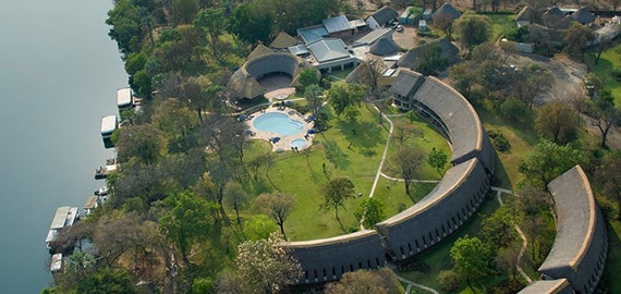 A'Zambezi Lodge next to the Zambezi River