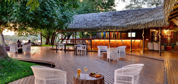 Lodge main deck with tables and chairs