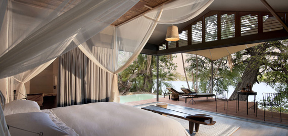 Bedroom looking onto river