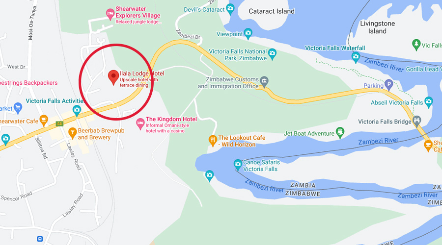 Location of Ilala Lodge Hotel