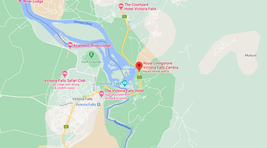 Map to Royal Livingstone Hotel